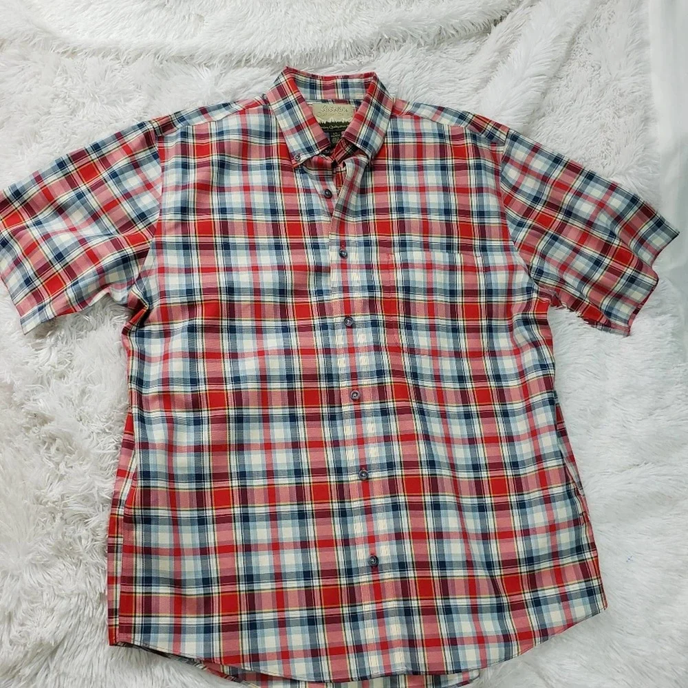 Cabela's men red plaid button up shirt Sz large - Picture 8 of 8